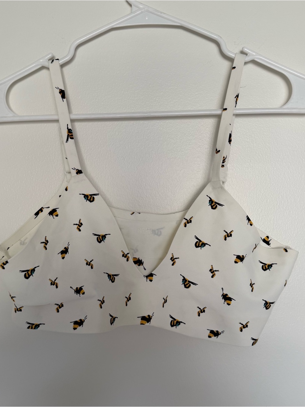 Parade White Bee Print V-Neck Bra